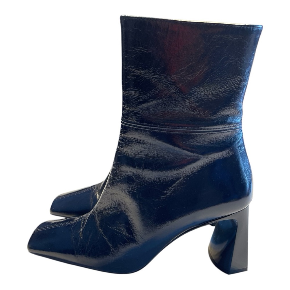 L’Intervalle | NAVY Patent leather ankle boots
